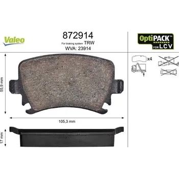 Brzdová destička Sada brzdových destiček, kotoučová brzda VALEO 872914