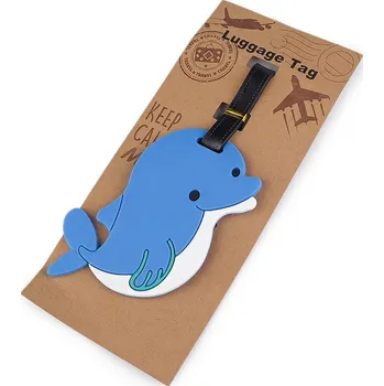Kabelka Jmenovka / visačka na kufr zvířátka - 5 modrá delfín