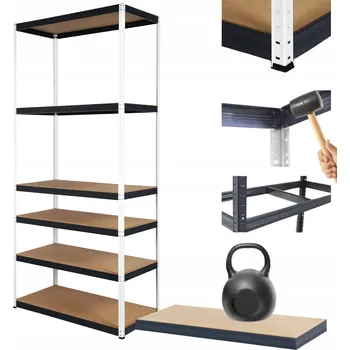 Dílenský regál Kovový regál do skladu HELIOS 196x110x35cm 6 polic x 175kg ZÁTĚŽOVÝ POLSKÝ