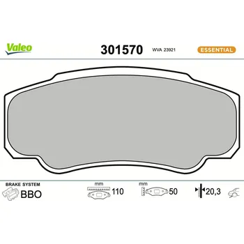 Brzdová destička Sada brzdových destiček, kotoučová brzda VALEO 301570