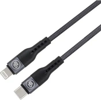 Kabel GoGEN USB-C / Lightning, 1m, opletený, zkumavka - grafitový