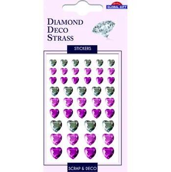 Samolepící dekorace kamínky DDS 160110 Pink hearts