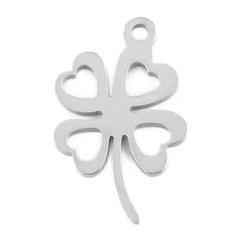 Přívěsek Přívěsek z nerezové oceli čtyřlístek, mandala - 1 platina čtyřlístek