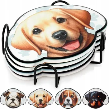 Podtácek Podložky pod hrnek ve stojanu pes 4 ks