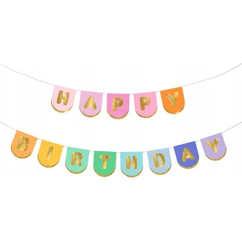 Papírový banner Happy Birthday, mix barev, 163 x 12 cm