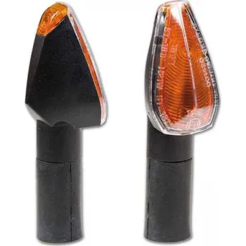 Osvětlení pro motocykl HSM Blinkr Peak na motorku, vnější čiré, vnitřní oranžové, černá, dlouhá, M10