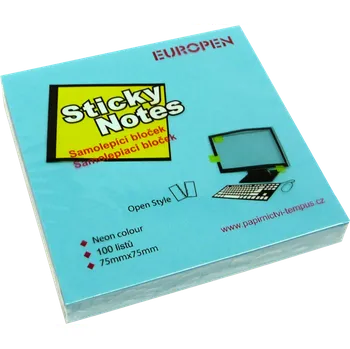 Samolepící bloček bloček samol.neon 75 x 75 modrý 473258