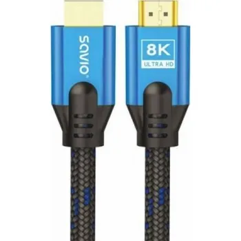 Video kabel SAVIO CL-169 HDMI v2.1 kabel, 5m, měď, bavlněné opletení, kovové zástrčky