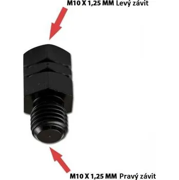 Zrcátko pro motocykl HSM Redukce na zrcátka na motorku, černá, M10 levý => M10 pravý