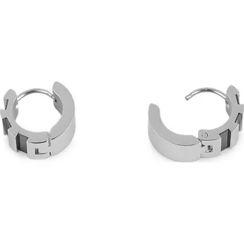 Náušnice Náušnice z nerezové oceli kroužky - stříbrná černá