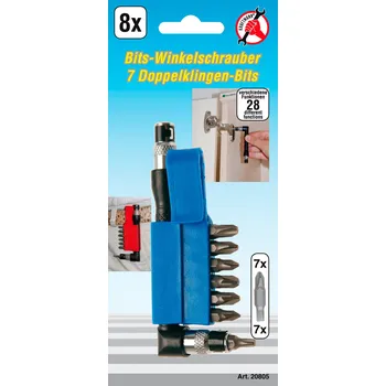 Bit Sada úhlového šroubováku se 7 bity s dvojitým břitem, pohon vnější šestihran 6,3 mm (1/4"