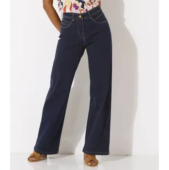 Dámské kalhoty Široké denimové kalhoty s 5 kapsami tmavě modrá 36