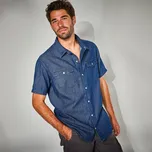 Košile s krátkými rukávy a zapínáním na druky modrá 3XL