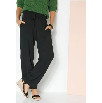 Dámské kalhoty Jednobarevné 7/8 kalhoty s pružným 		pasem černá 44