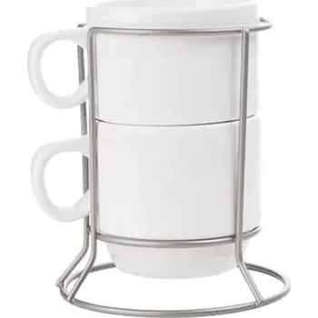 Moon River dva hrnky Merch o objemu 170 ml v drátěném stojánku s vaší grafiko (set dvou hrnečků s vašim logem nebo grafikou)