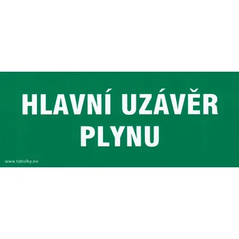 Značení Hlavní uzávěr plynu (plastová tabulka 210x87 mm)
