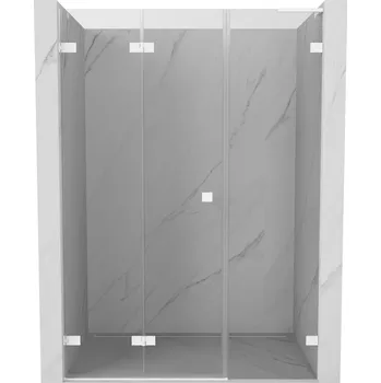 Sprchové dveře Mexen Lunar-F, L skládací levé sprchové dveře 140 cm, 8mm čiré sklo, bílý profil, 836SL-140-050-20-00-L