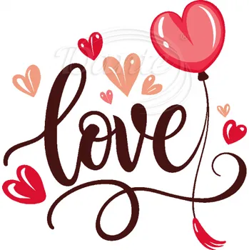 Textilní nažehlovací páska Dante Nažehlovačka Love a balónek - 6 x 5 cm