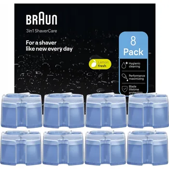 Příslušenství k holicímu strojku Náhradní náplň čisticí kapaliny do holicích strojků Braun CCR Clean & Renew Lemon x8 kusů