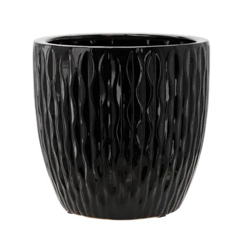 Obal na květináč Esperanza Keramický obal na květináč černý-lesklý 39x39x39cm 62544 ELI2432