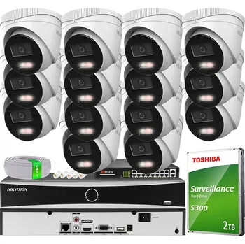 Bezpečnostní kamera Monitorovací sada 14 kamer IPC-T240HA-LUC 4MPx Hikvision Hybrid Light PoE