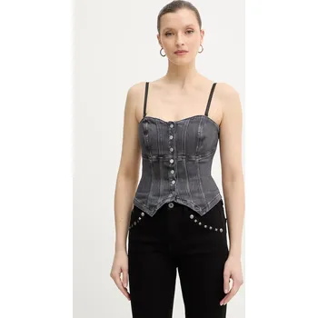 Džínový top Guess CECILE W6RH80.D6921 šedá 90Y, vel. XL