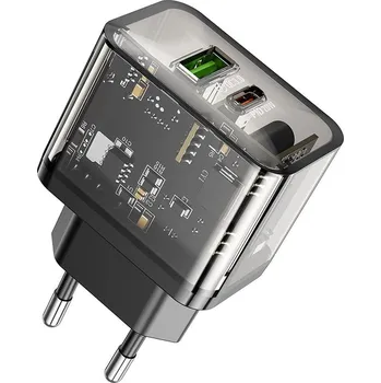 Hoco N34 nabíječka do sítě s výstupem USB-C + USB-A / 20W / QC 3.0, PD, AFC, FCP / černá