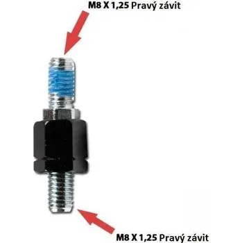 Zrcátko pro motocykl HSM Redukce na zrcátka na motorku, černá, M8 pravý => M8 pravý