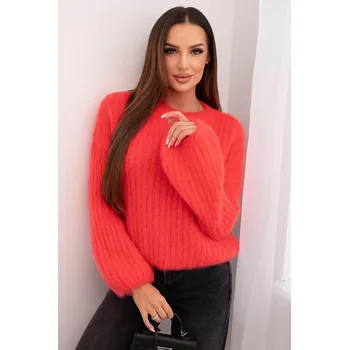 Dámský svetr Svetr z mohéru s nadýchanými rukávy model 1898 korálový