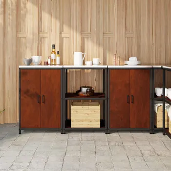 Kuchyňská linka vidaXL Kuchyňská skladovací sada 3 pcs Rezavá Povětrnostně odolná ocel [3392700]