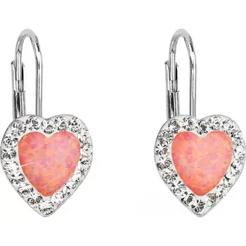 Náušnice Stříbrné náušnice visací se syntetickým opálem oranžové srdce 31319.1 coral