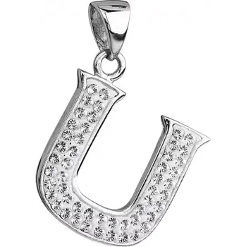 Přívěsek Stříbrný přívěsek s krystaly Swarovski bílé písmeno U 34102.1