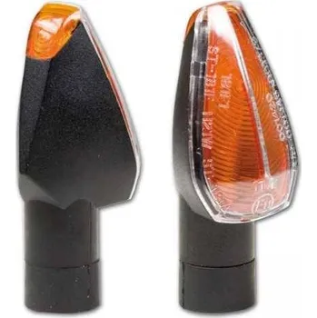 Osvětlení pro motocykl HSM Blinkr Peak na motorku, vnější čiré, vnitřní oranžové, černá, krátká, M10