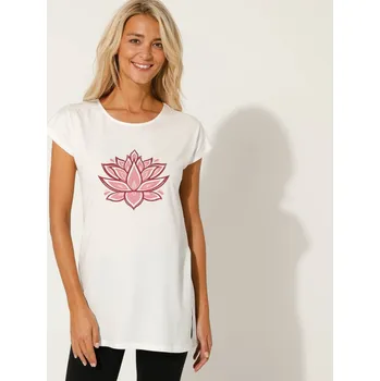 Dámské tričko Tunika s potiskem režná/růžová 52