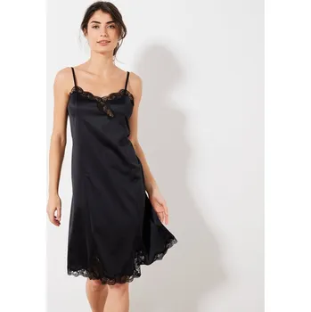 Spodnička ze saténového úpletu s krajkou a antistatickými vlastnostmi černá 38/40