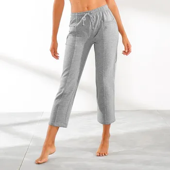 Dámské kalhoty 7/8 moltonové kalhoty šedý melír 52