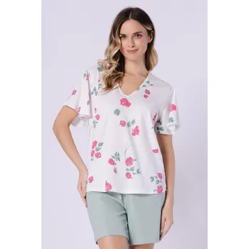 Pánské pyžamo Pyžamo Leveza 1725 Vivian kr/r M-2XL smetana a hrášek M