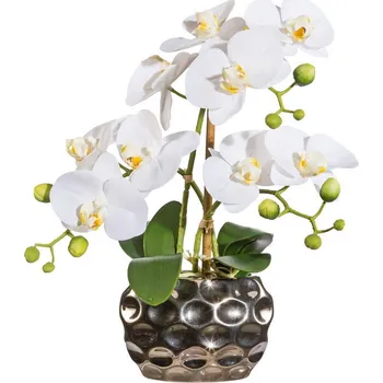 umělá květina Umelá kvetina Orchidej bílá v květináči, 30cm