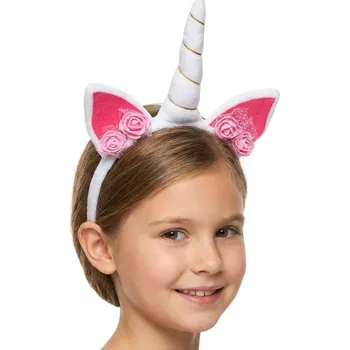 Karnevalový doplněk Čelenka jednorožec růžová