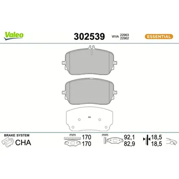 Brzdová destička Sada brzdových destiček, kotoučová brzda VALEO 302539