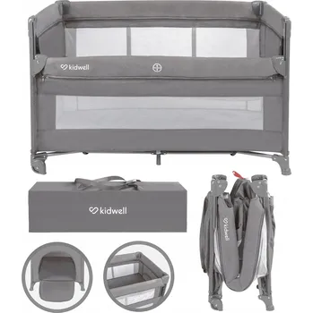 Dětská postýlka Cestovní postýlka dvoupodlažní Kidwell Blissy Lift šedá se spouštěcí bočnicí