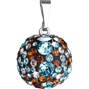 Přívěsek Stříbrný přívěsek s krystaly Swarovski mix barev kulatý 34081.3 aqua