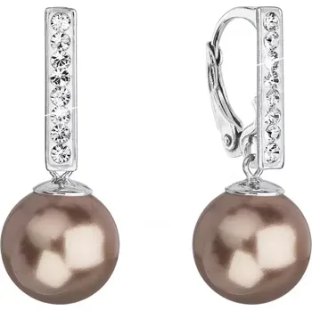 Náušnice Stříbrné visací náušnice se Swarovski perlou a krystaly 71121.3 bronze