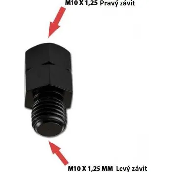 Zrcátko pro motocykl HSM Redukce na zrcátka na motorku, černá, M10 pravý => M10 levý