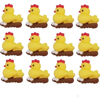 Jedlá dekorace na dort Fagoš Cukrové ozdoby Slepička žlutá 12 ks