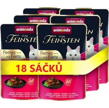 Krmivo pro kočku ANIMONDA Cat Vom Feinsten Adult Hovězí + krůtí filé 18x85g kapsička