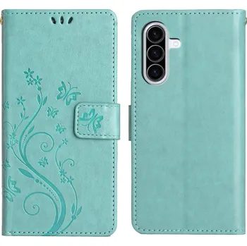 Pouzdro na mobilní telefon Flowers knížkové pouzdro na Samsung Galaxy A36 5G - modrozelené