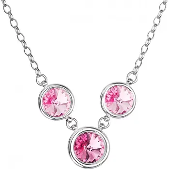 Náhrdelník Stříbrný náhrdelník se Swarovski krystaly růžový kulatý 32033.3 rose