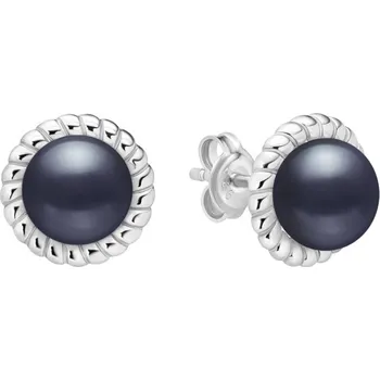 Náušnice Gaura Pearls Stříbrné náušnice s černou perlou Patricia - stříbro 925/1000 SK25488E/B Stříbrná Černá