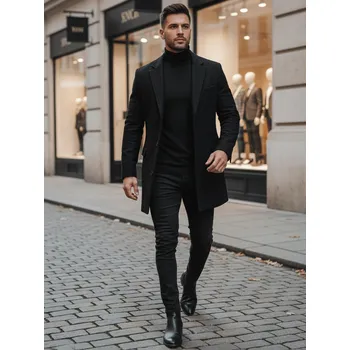 Pánský zimní kabát Pánský kabát černý Dstreet CX0380 - výprodej Barva: Černá, Velikost: 2XL